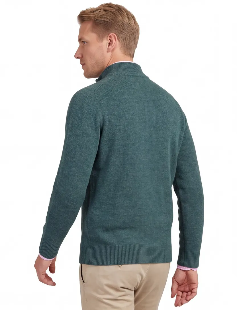 trui William Lockie gemêleerd turquoise wijde fit
