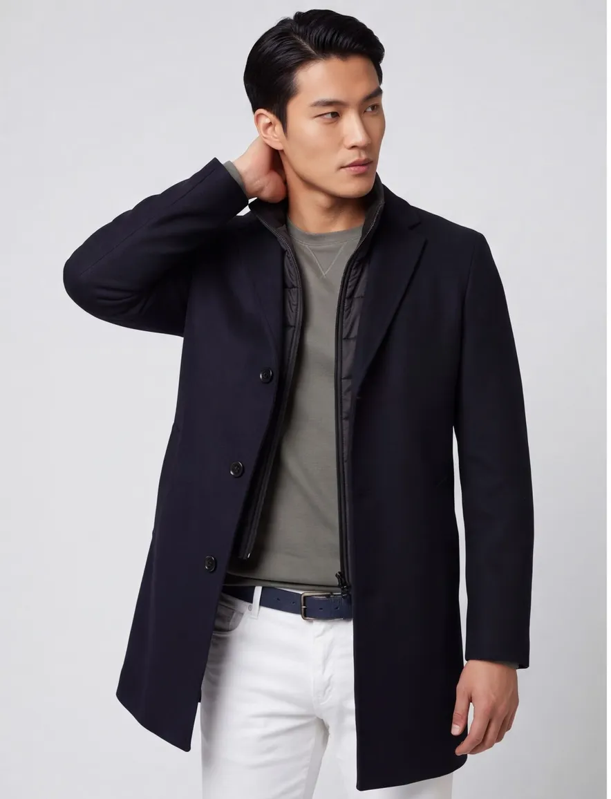 Portofino manteljas normale fit donkerblauw