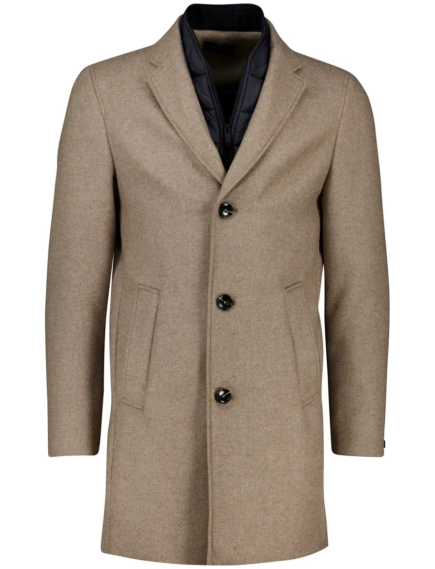 Portofino mantel met voering wol khaki