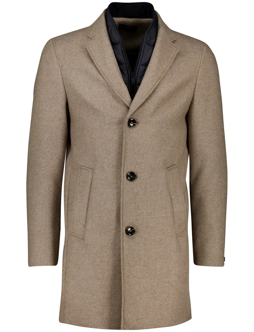 Portofino mantel met voering wol khaki