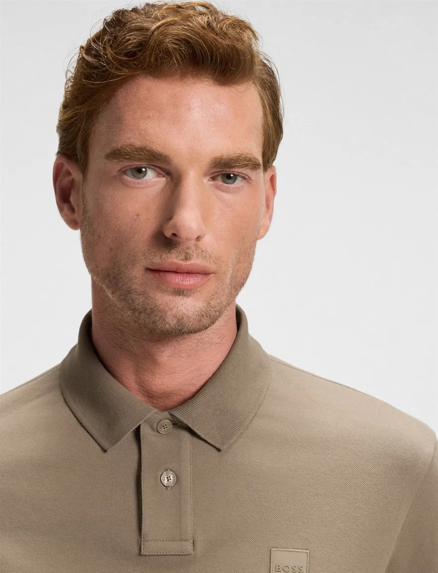 Boss Orange LM polo bruin slim fit