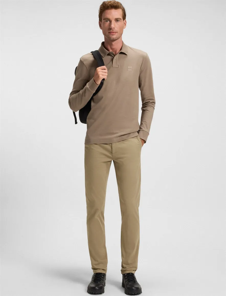 Boss Orange LM polo bruin slim fit katoen