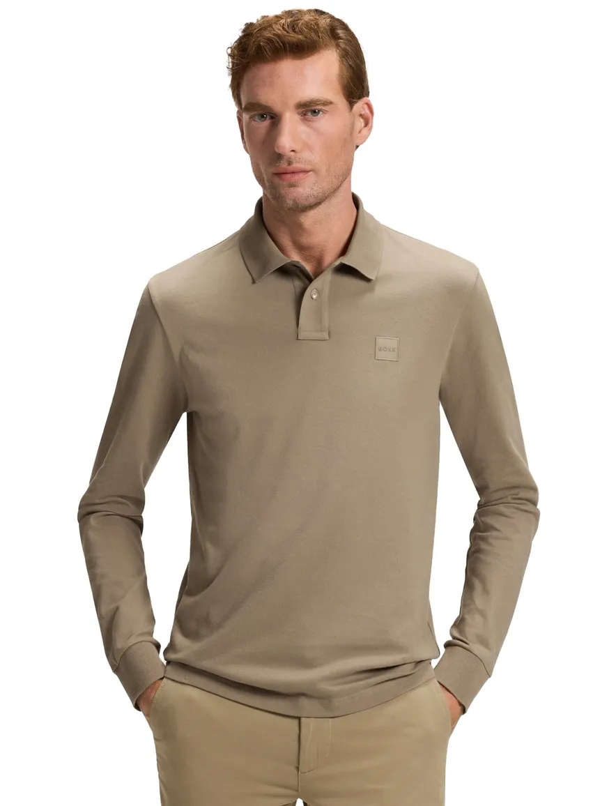 Boss Orange LM polo bruin slim fit