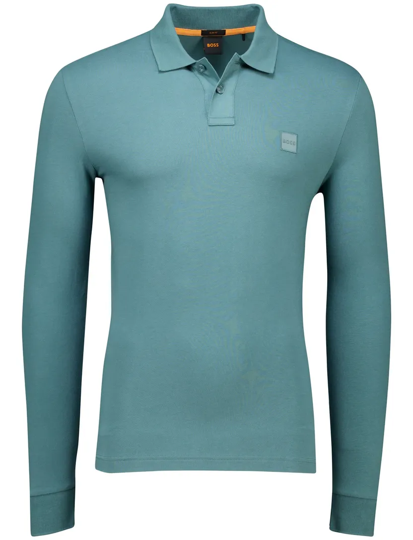 Boss Orange polo lange mouw slim fit groen