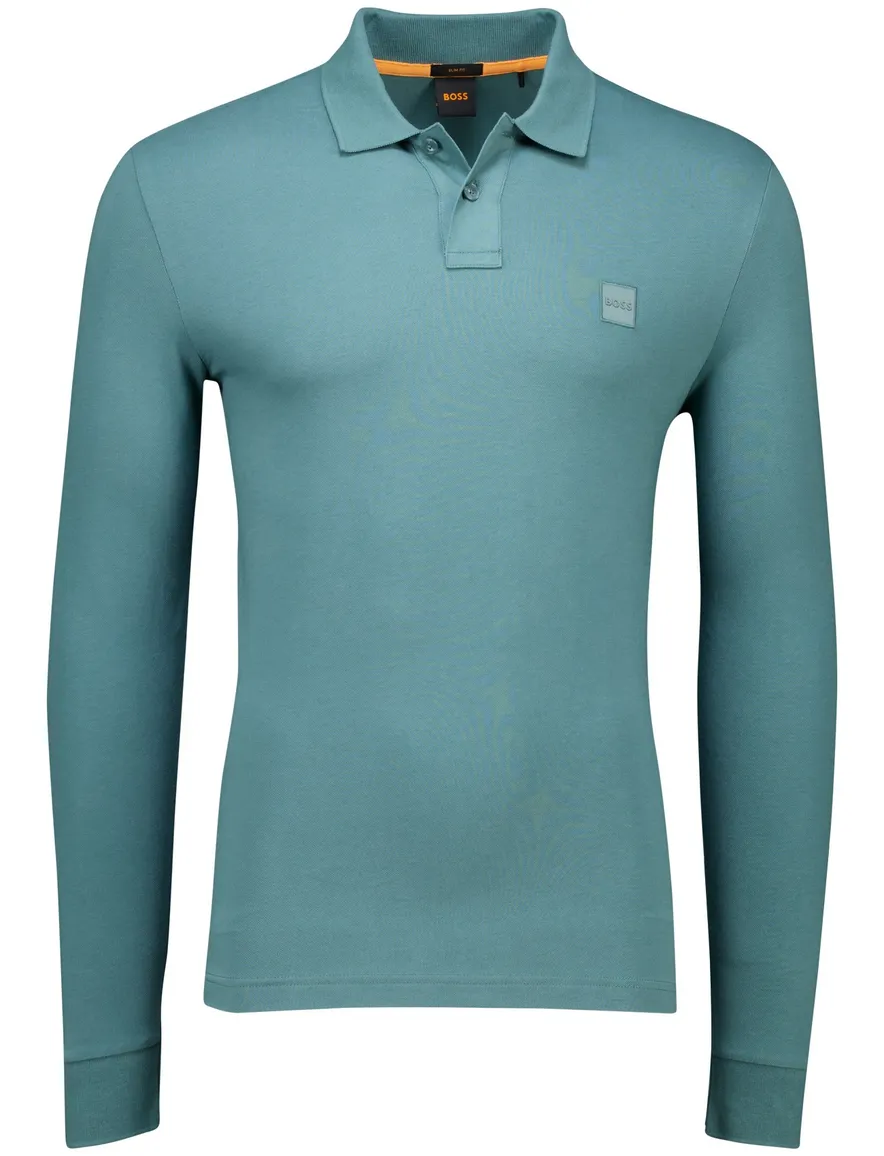 Boss Orange polo lange mouw slim fit groen