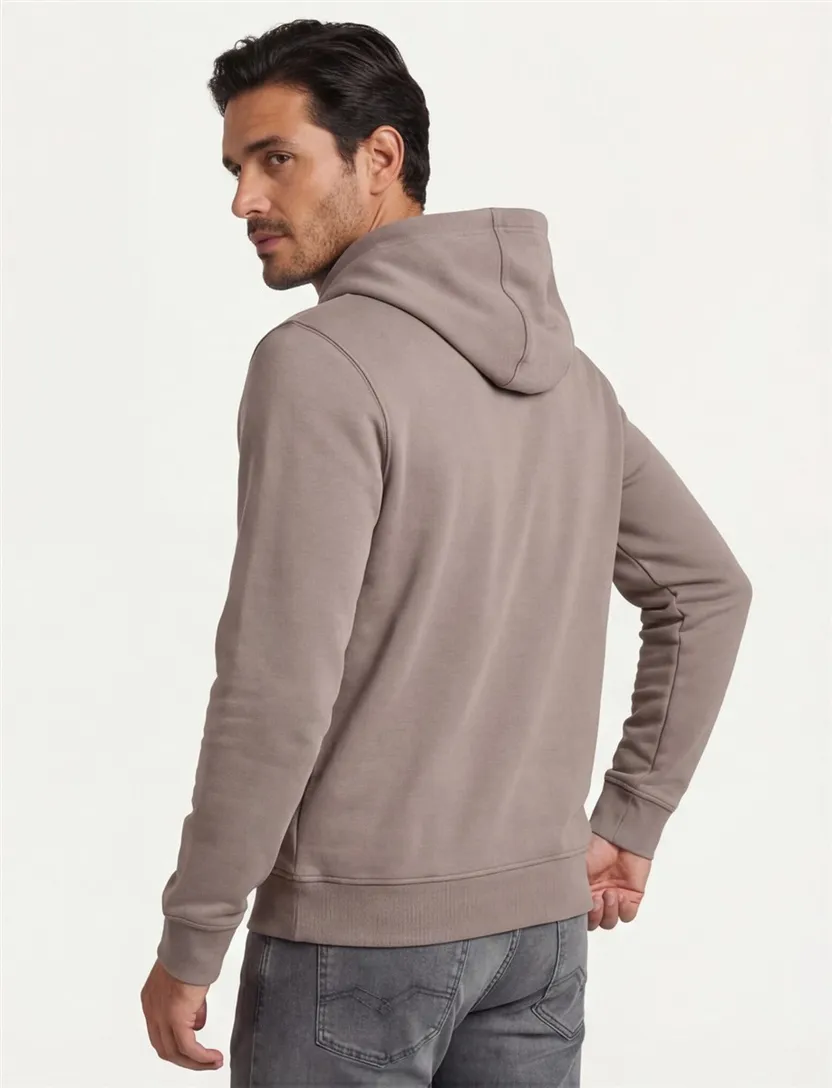 BOSS Orange hoodie bruin katoen capuchon effen
