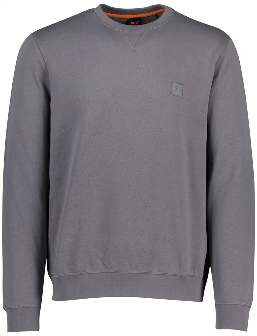 BOSS Orange sweater antraciet ronde hals effen