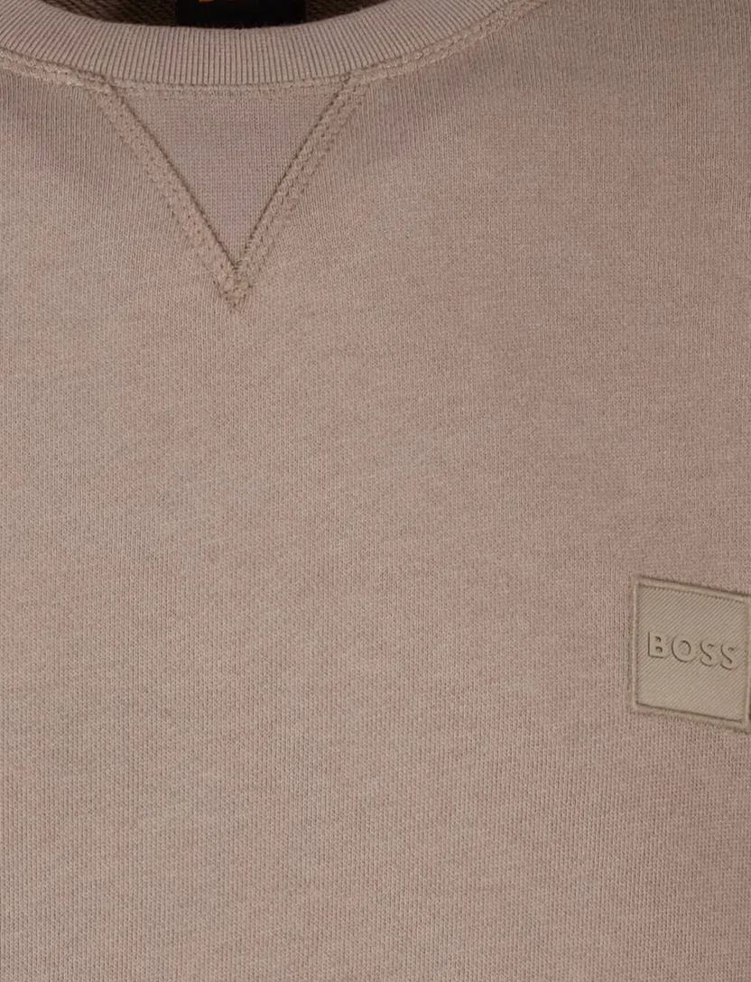BOSS Orange sweater bruin 100% katoen ronde hals
