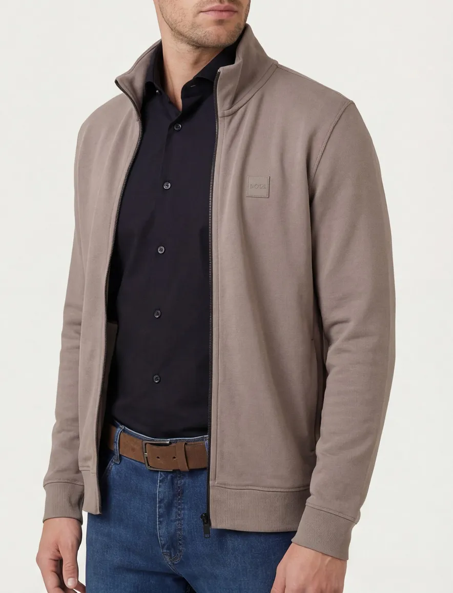BOSS Orange vest Zestart bruin katoen