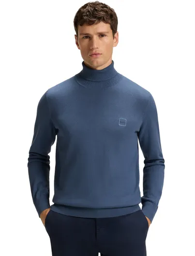 Hugo Boss Boss Orange coltrui blauw katoen regular fit effen