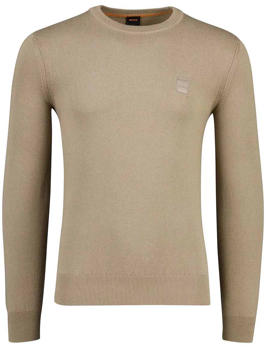 Boss Orange Trui beige katoen kasjmier effen