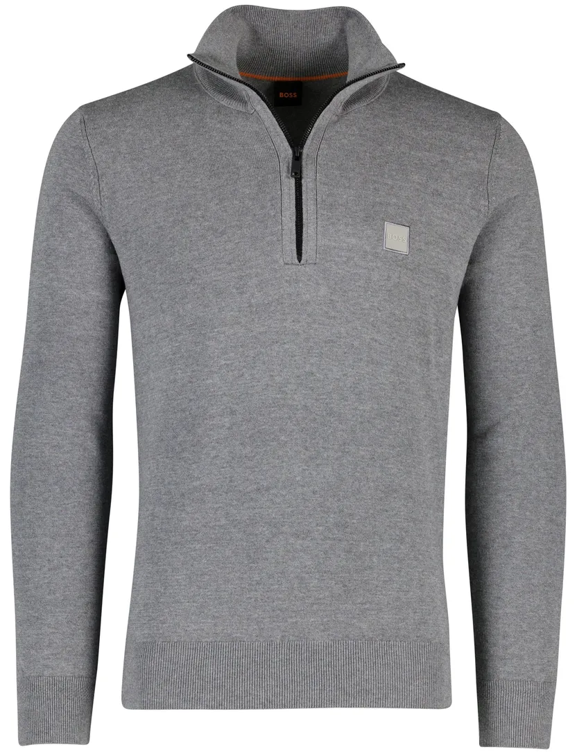 BOSS Orange Kanobix S half zip trui grijs