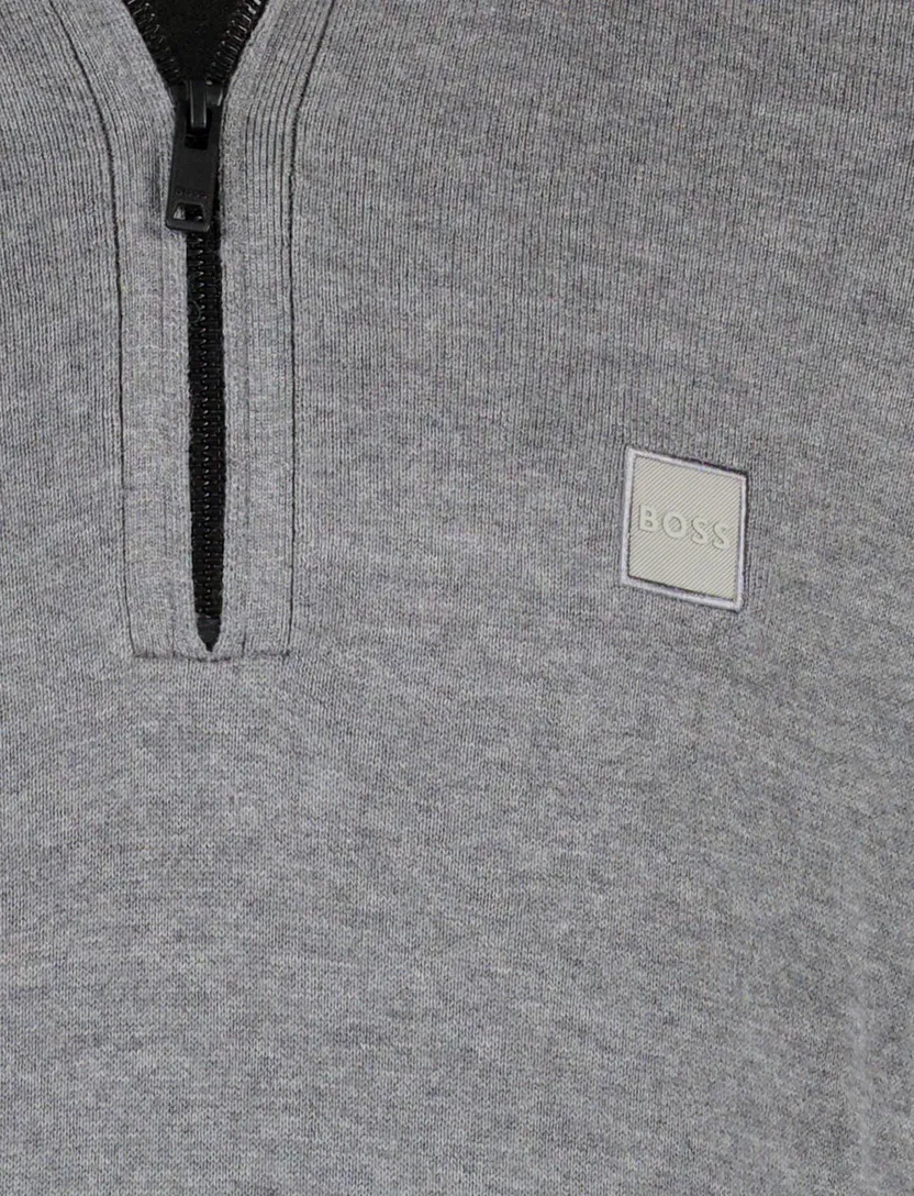 BOSS Orange Kanobix S half zip trui grijs