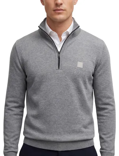 Hugo Boss BOSS Orange Kanobix S half zip trui grijs