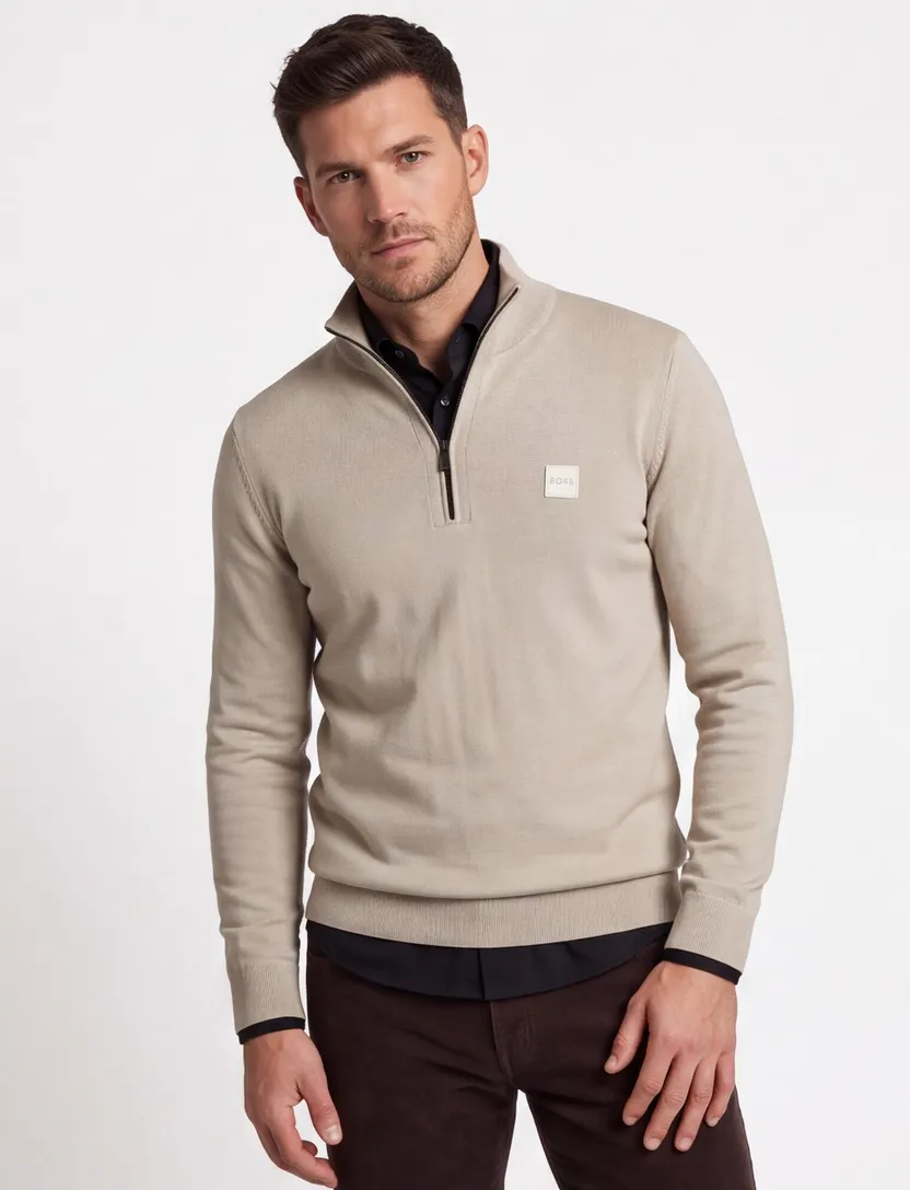 trui Boss Black beige effen