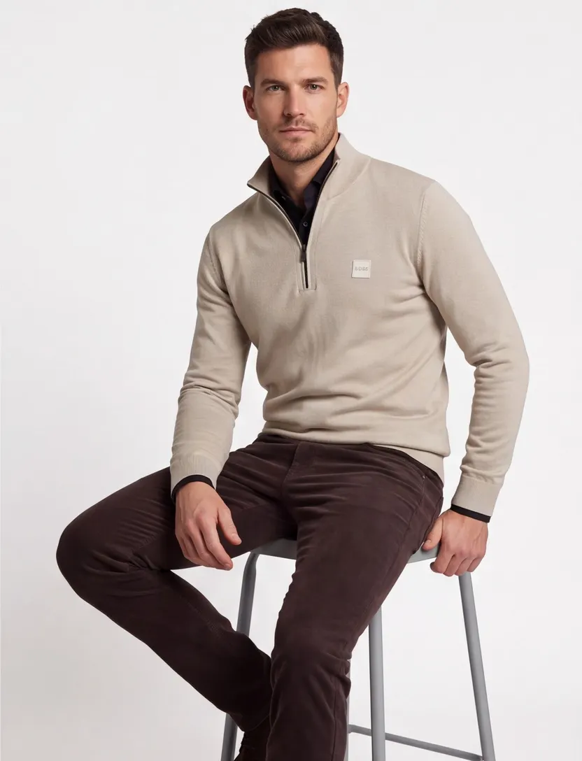 trui Boss Black beige effen