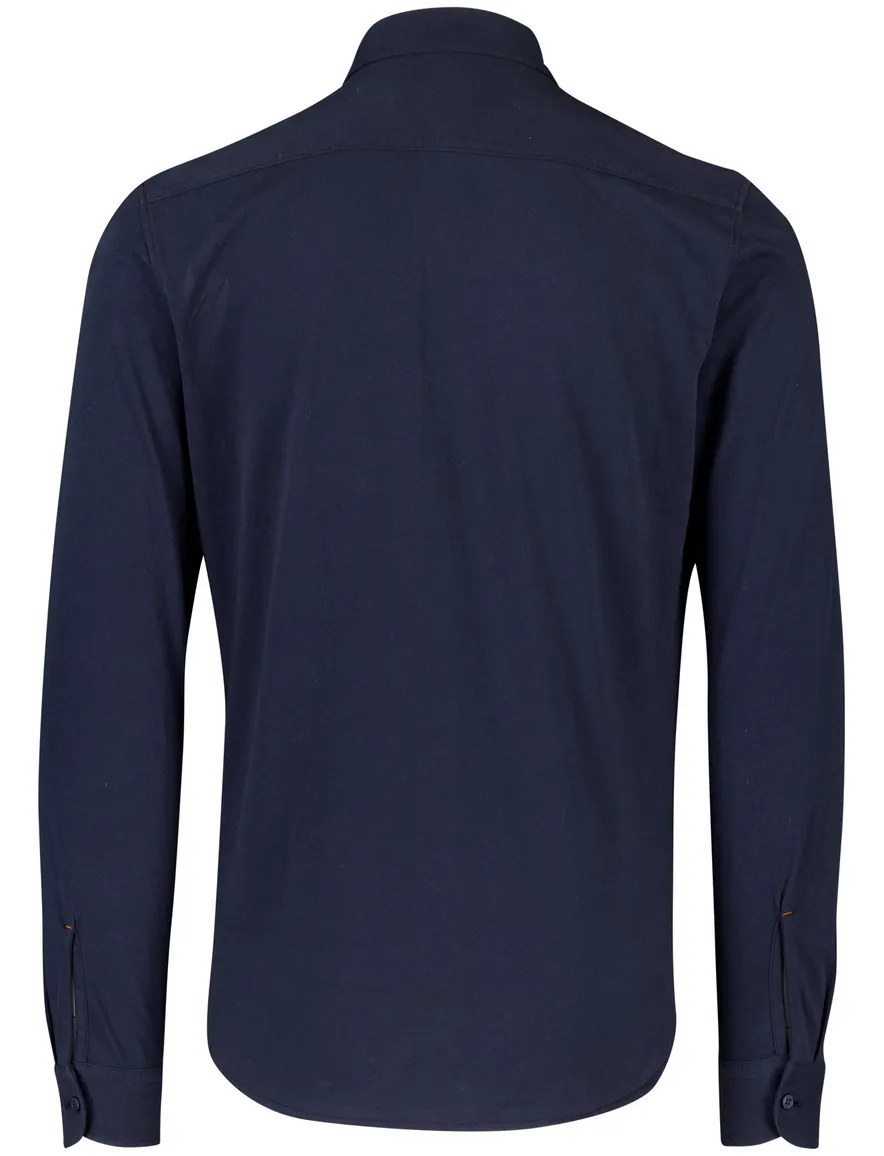 Effen Boss Orange overhemd katoen blauw