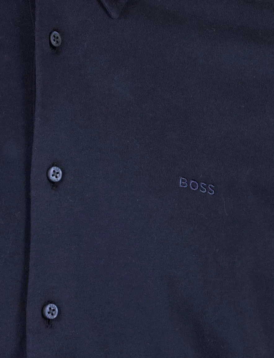 Effen Boss Orange overhemd katoen blauw