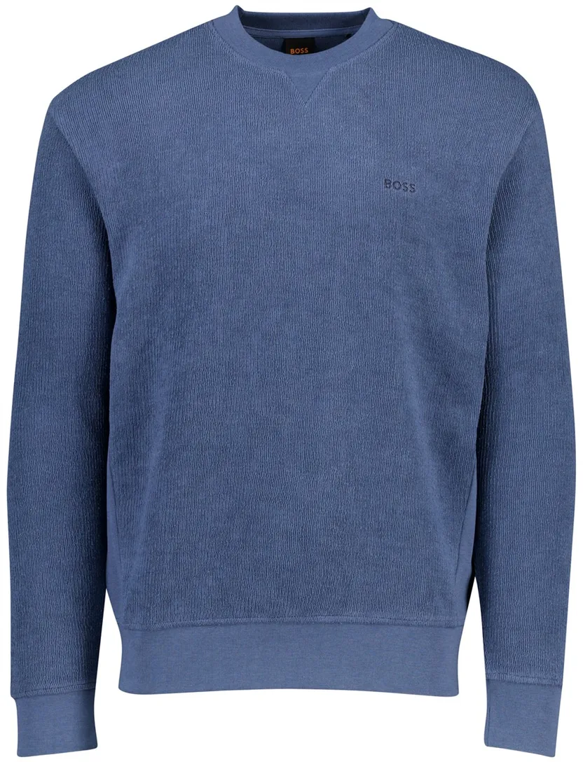 Boss Orange Sweater blauw corduroy rib