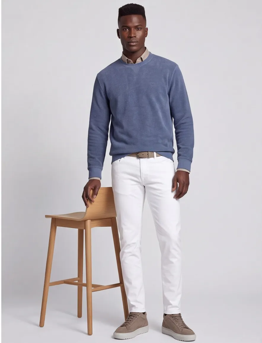 Boss Orange Sweater blauw effen