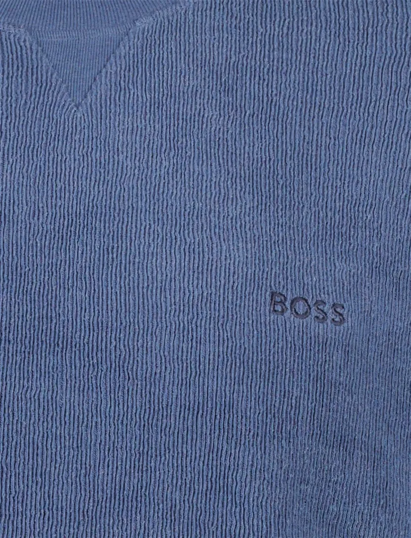 Boss Orange Sweater blauw corduroy rib