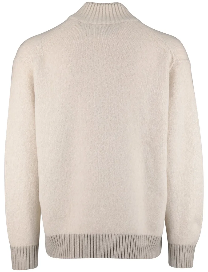 Boss Orange Half Zip trui creme zacht wolblend