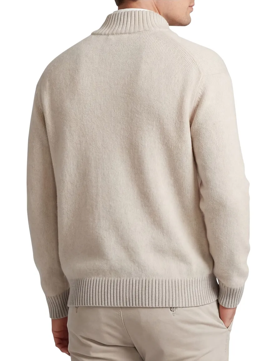 Boss Orange Half Zip trui creme zacht wolblend