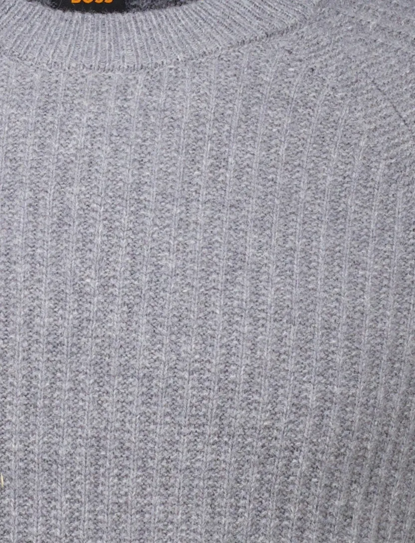 Boss orange trui relaxed fit wol grijs