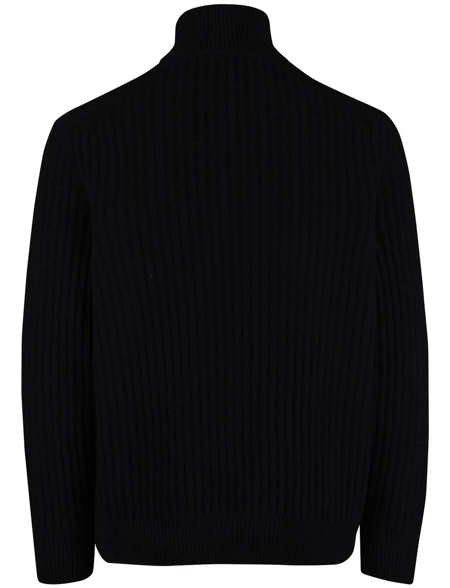 Boss Orange Trui Half Zip Zwart wol effen