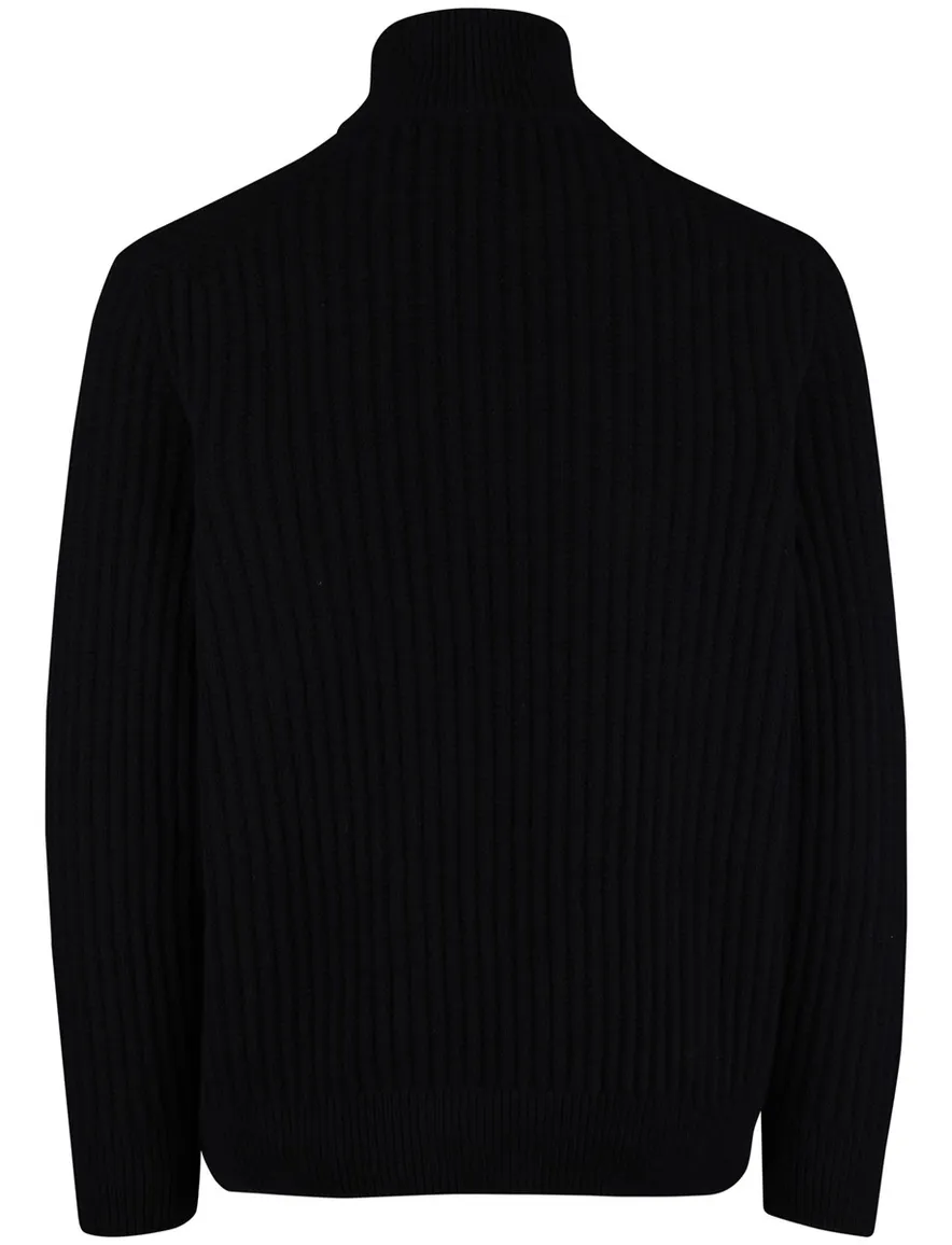 Boss Orange Trui Half Zip Zwart wol