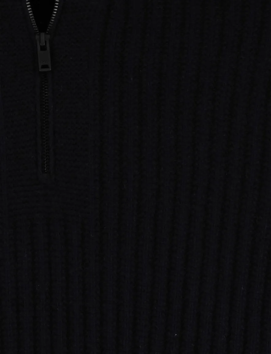 Boss Orange Trui Half Zip Zwart wol