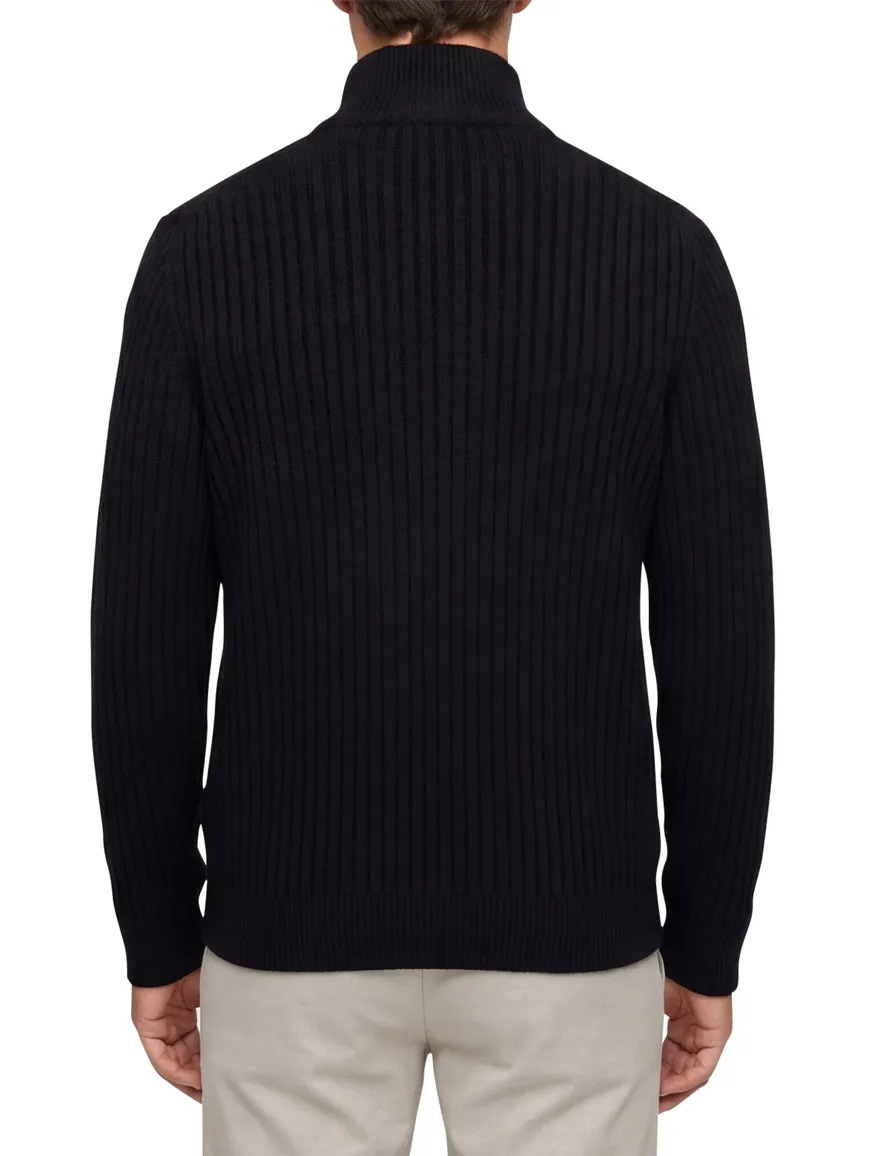 Boss Orange Trui Half Zip Zwart wol