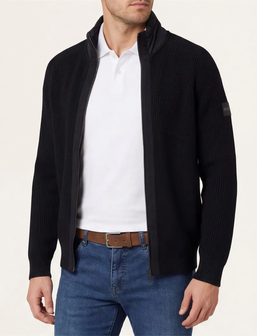 BOSS Orange vest Zwart Kigloo relaxed fit lamswol