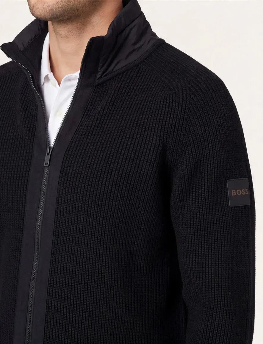 BOSS Orange vest Zwart Kigloo relaxed fit lamswol