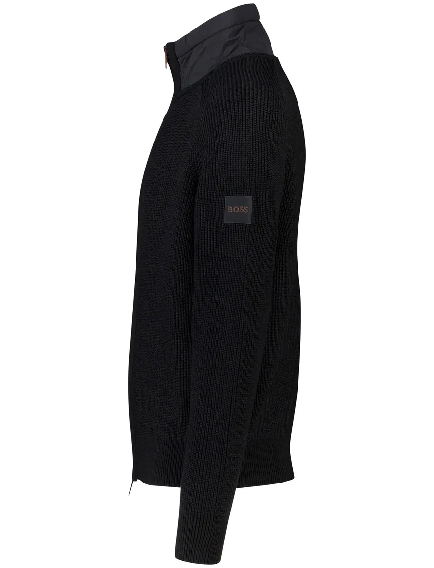BOSS Orange vest Zwart Kigloo relaxed fit lamswol
