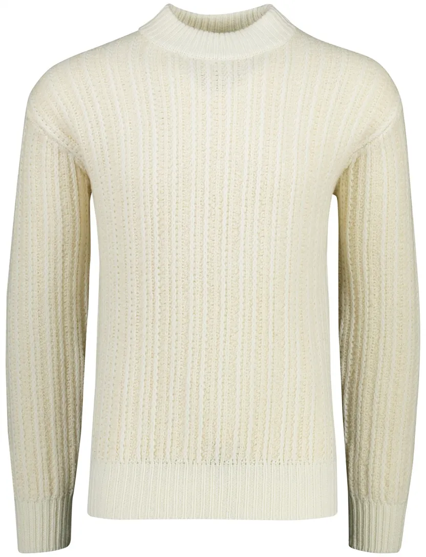 Boss Orange Trui Creme gebreid wol effen