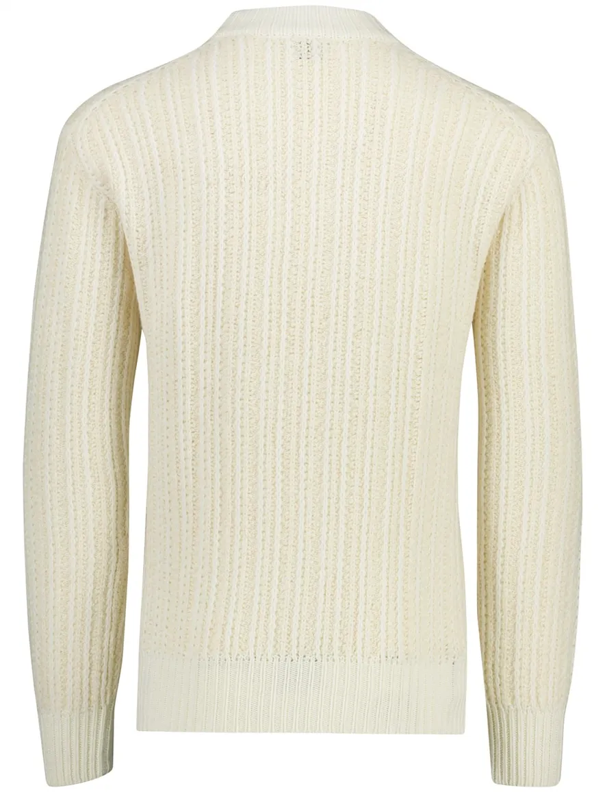 Boss Orange Trui Creme gebreid wol grof gebreid