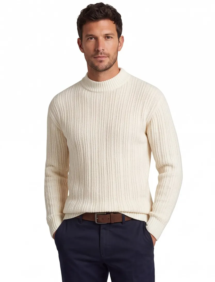 Boss Orange Trui Creme gebreid wol effen