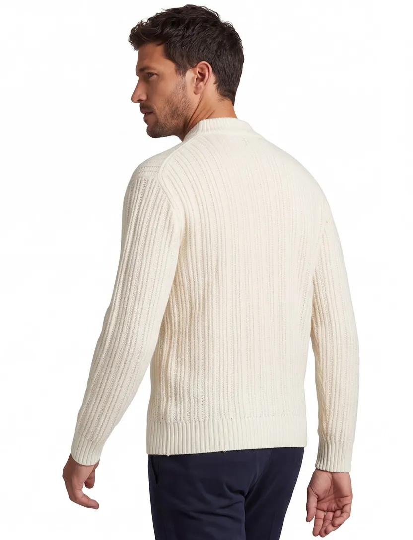 Boss Orange Trui Creme gebreid wol effen