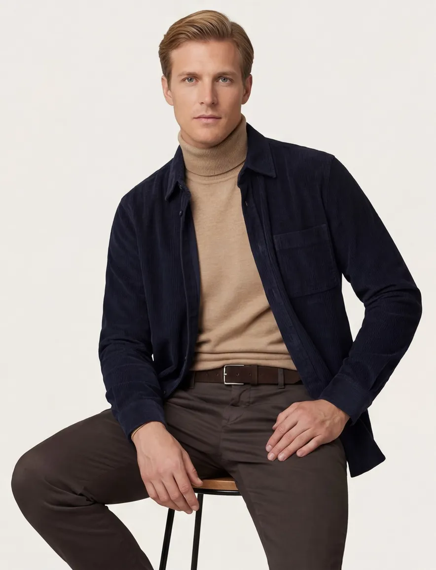 Boss orange Overshirt donkerblauw effen normale fit
