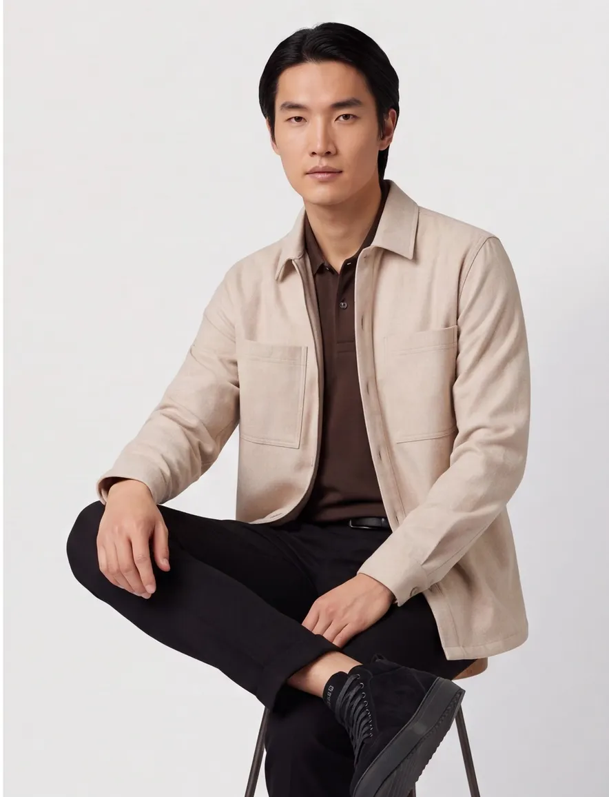 Boss Orange Overshirt Beige wol