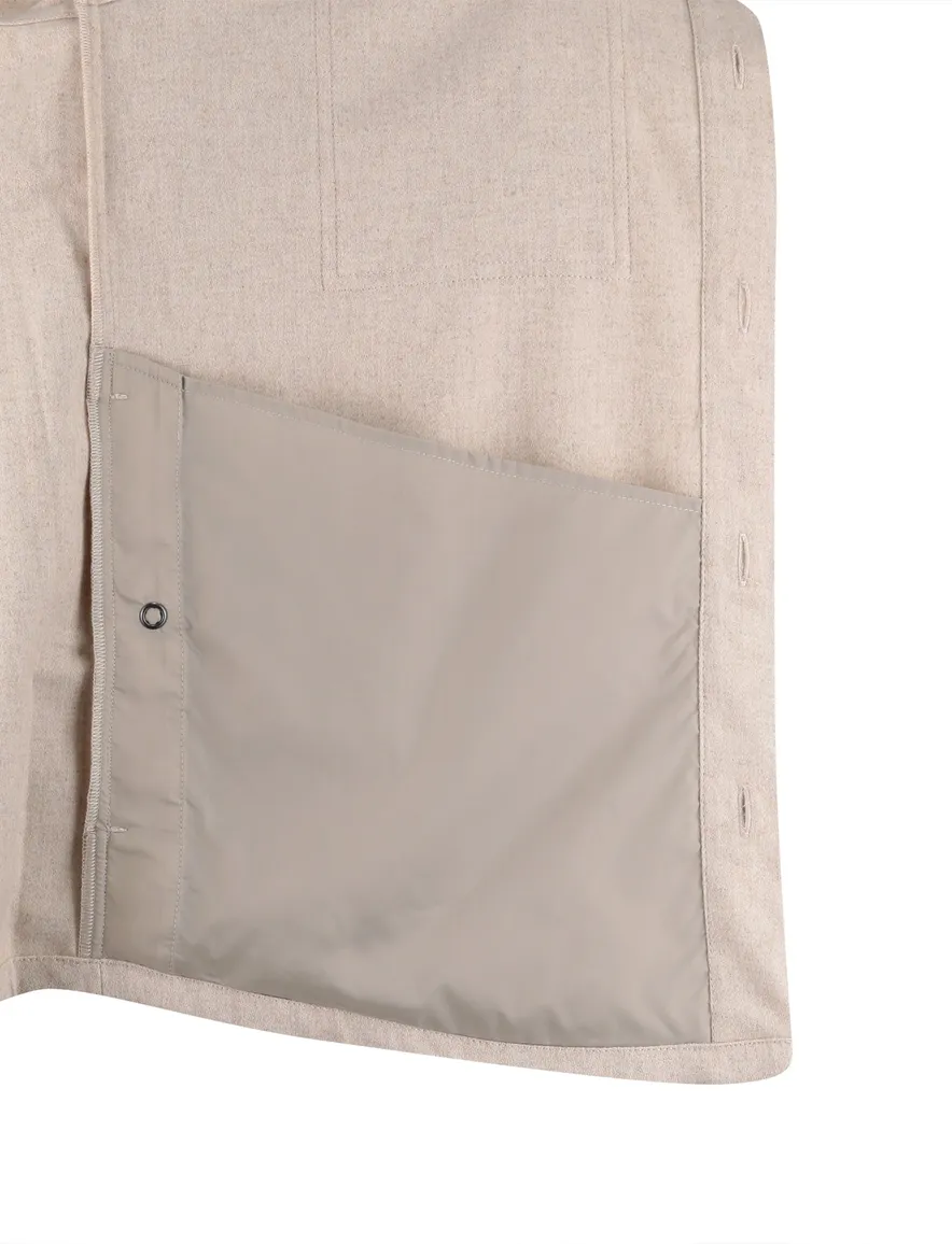 Boss overshirt effen beige normale fit