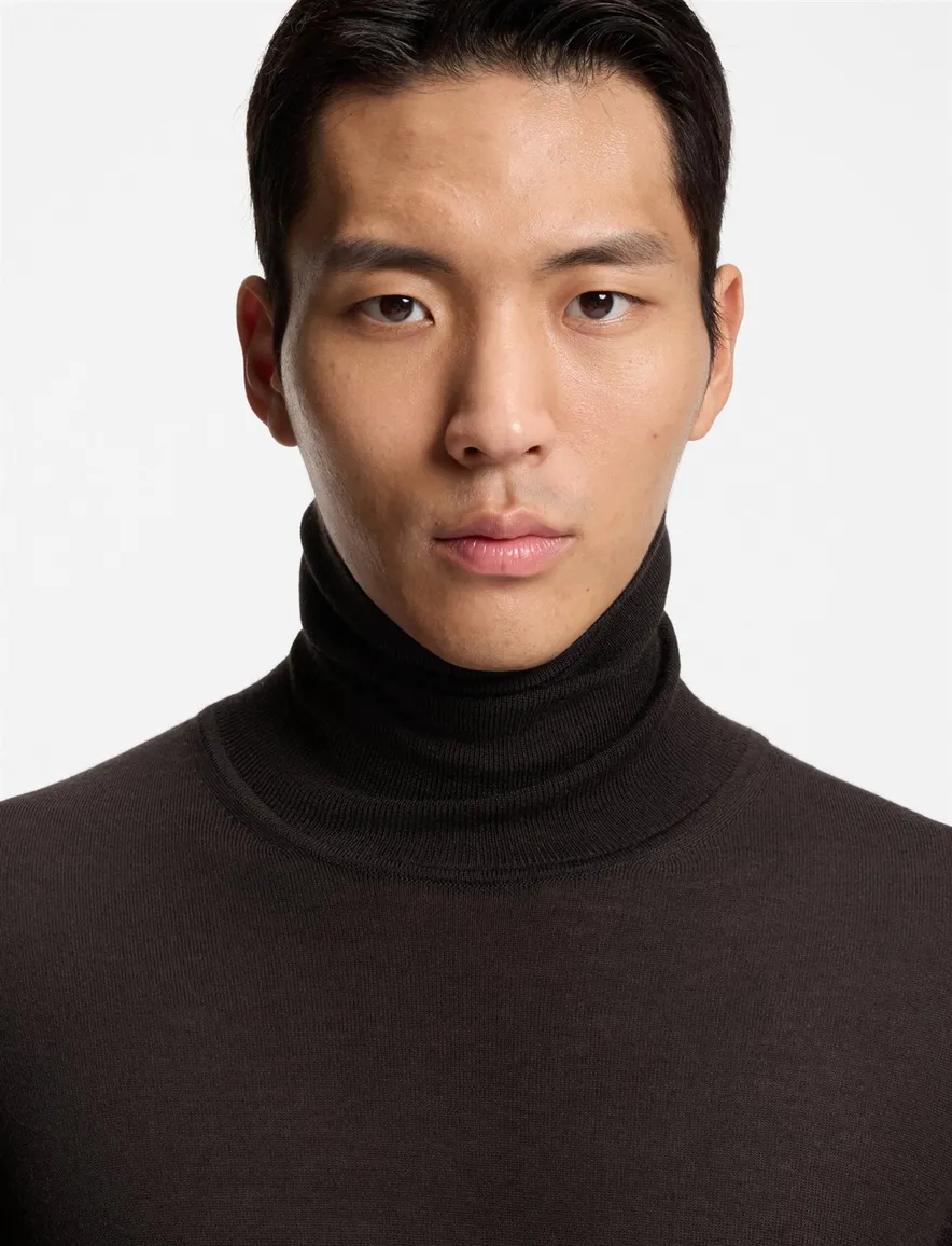 Boss Black Musso-P trui turtleneck zwart scheerwol