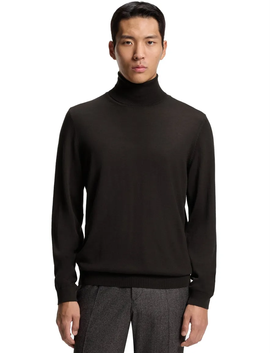 Boss Black Musso-P turtleneck trui zwart scheerwol
