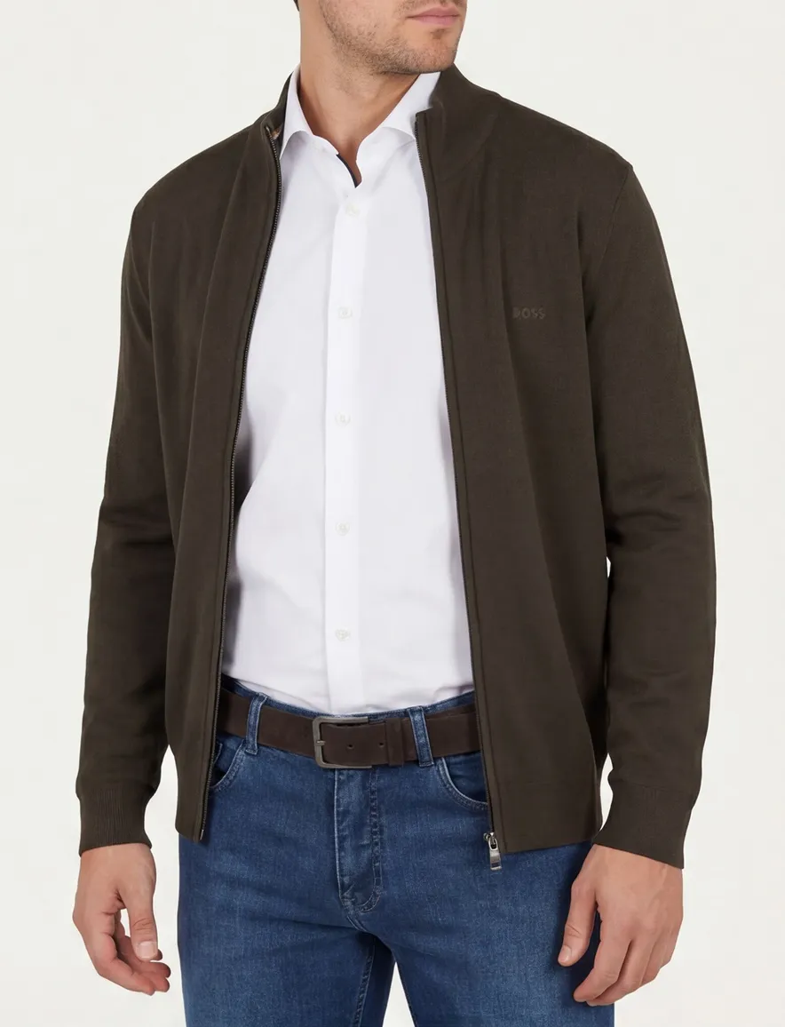 Boss Black vest groen effen wol