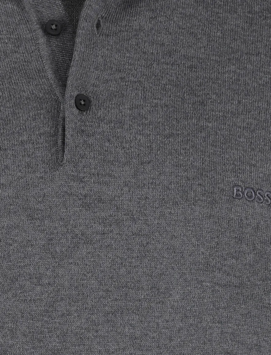 BOSS Black Bono-L 3-knoops trui grijs lamswol