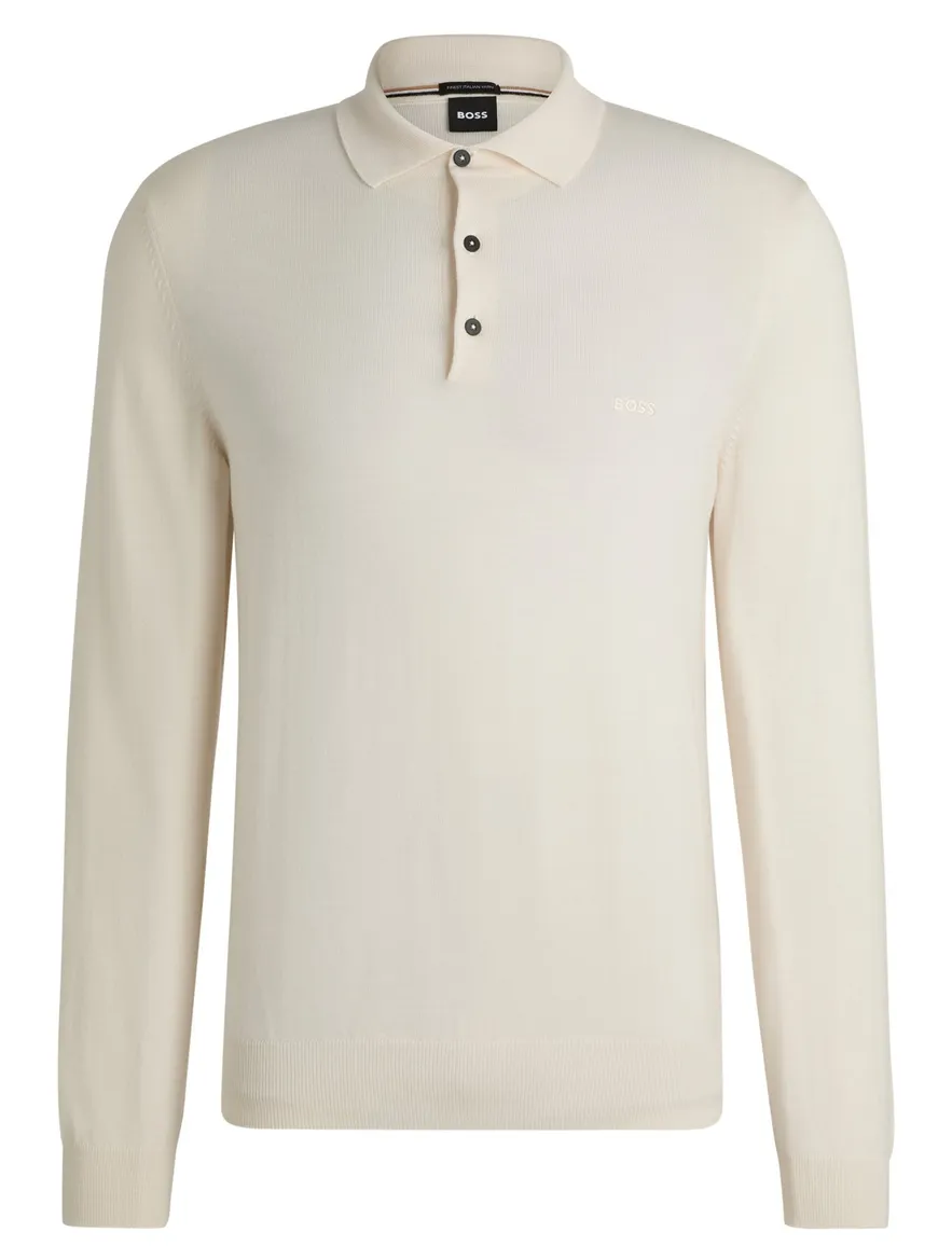 Boss Black polo lange mouw Bono-L creme