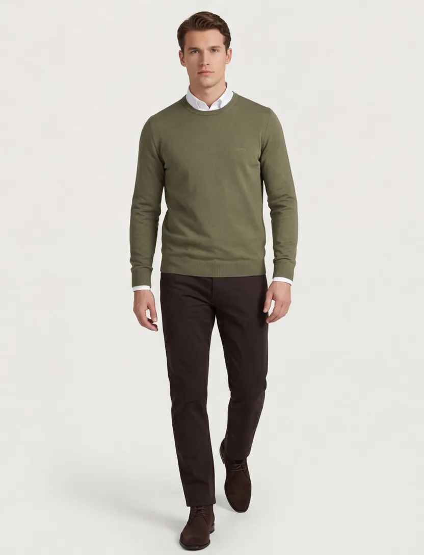 Boss black trui botto-l scheerwol groen