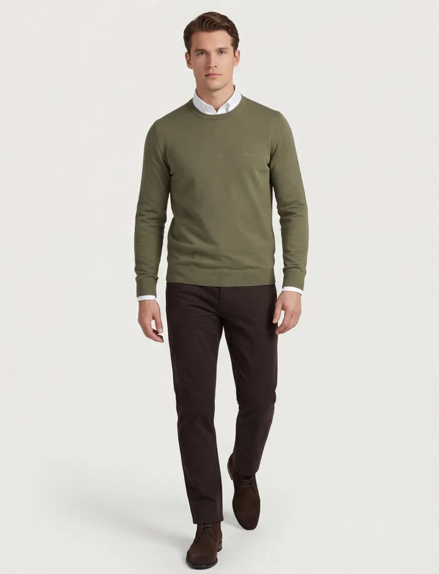 Boss black trui botto-l scheerwol groen