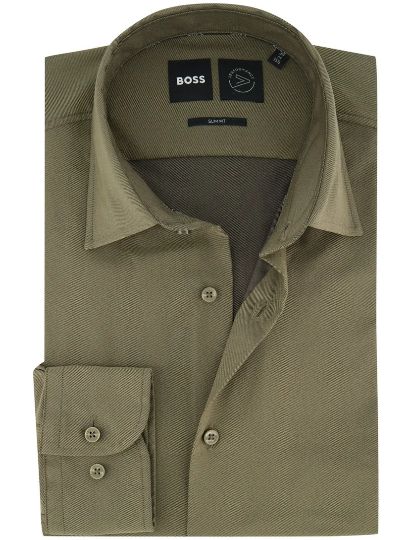 Boss Black slim fit overhemd groen